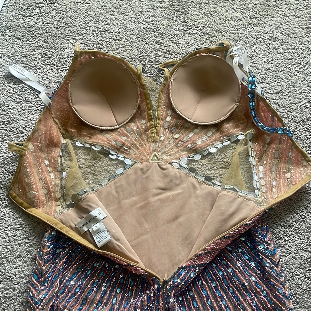 NWT Portia and Scarlett Pink and Blue Sequin Bustier Mini Dress PS23730C - Picture 6 of 7